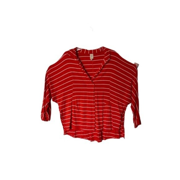 Free People Oversized Can’t Fool Me Red White Striped Top Small - Picture 2 of 7